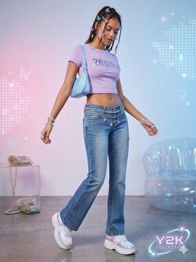 Garage Mischa Low Rise Bootcut Jeans Medium Wash Size 32 Y2K